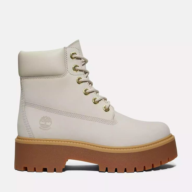 Women's Stone Street 6-Inch Platform Waterproof Boot White Timberlands, Timberland Women, Stone Street, Leather Boots Women, Denim Shorts Women, Waterproof Boots, Platform Boots, Timberland Boots, Boot Shoes Women