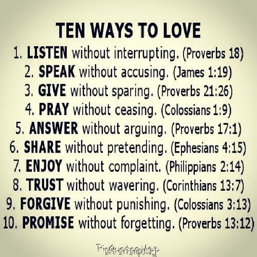 the ten ways to love is shown in black and white