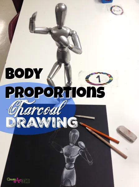 an art project with the title body proportionss tarroal drawing