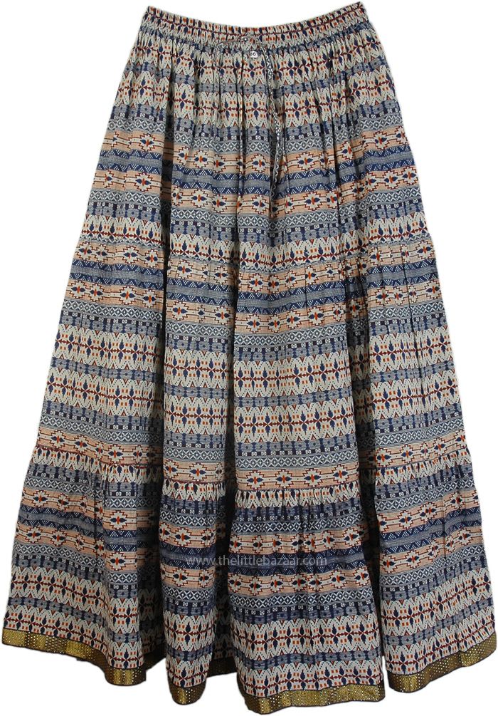 East Bay Blue Cotton Long Summer Skirt Blue Cotton Vacation Skirt, Light Blue Cotton Skirt For Vacation, Light Blue Flowy Cotton Skirt, Light Blue Cotton Tiered Skirt, Light Blue Tiered Cotton Skirt, Bohemian Long Skirt In Light Blue, Blue Bohemian Gathered Maxi Skirt, Blue Cotton Full Skirt, Blue Cotton Tiered Skirt