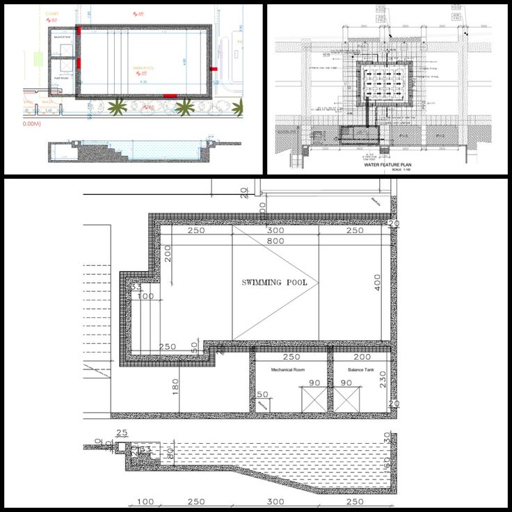 two drawings showing different sections of a building and the floor plan for each part of the building