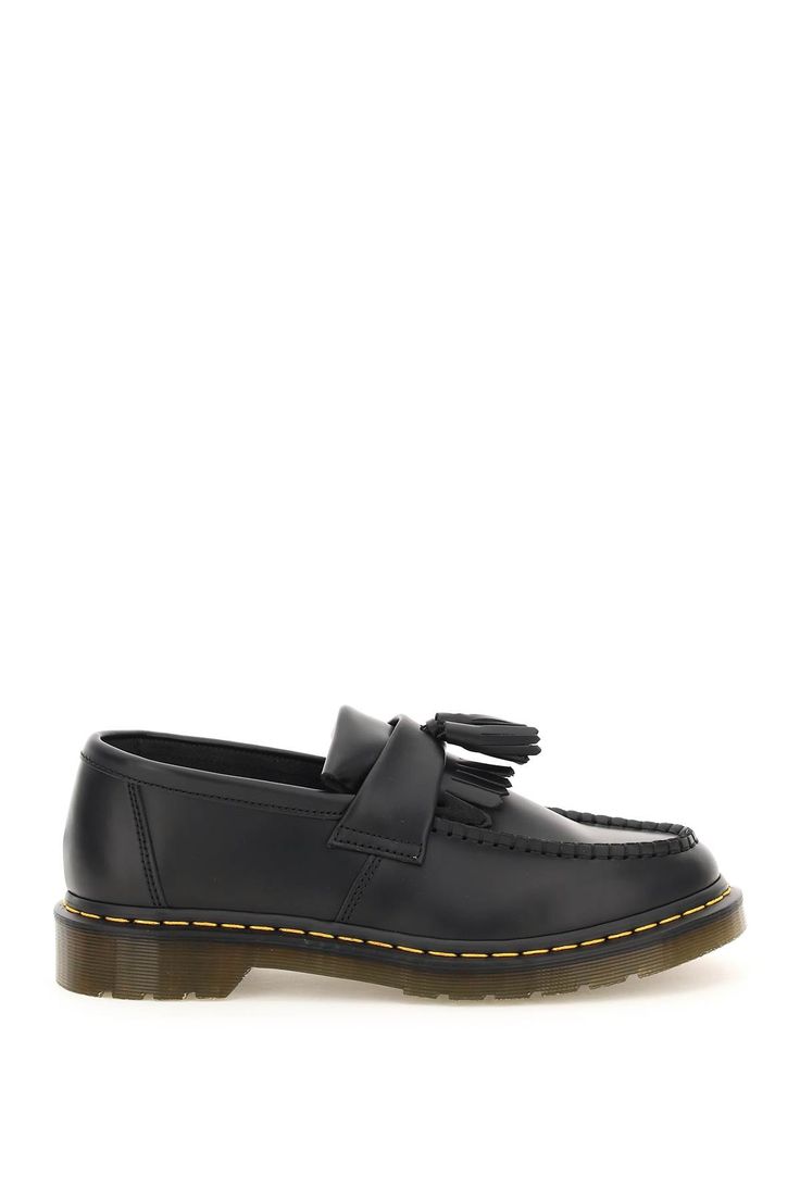 BLACK DR. MARTENS  'ADRIAN TASSEL' LOAFER Adrian Tassel Loafer, Timeless Shoes, Summer Heels, Fashion Enthusiast, Tassel Loafers, Balenciaga Designer, Luxury Retail, Dr. Martens, Leather Loafers