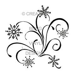 snowflakes and swirls on a white background