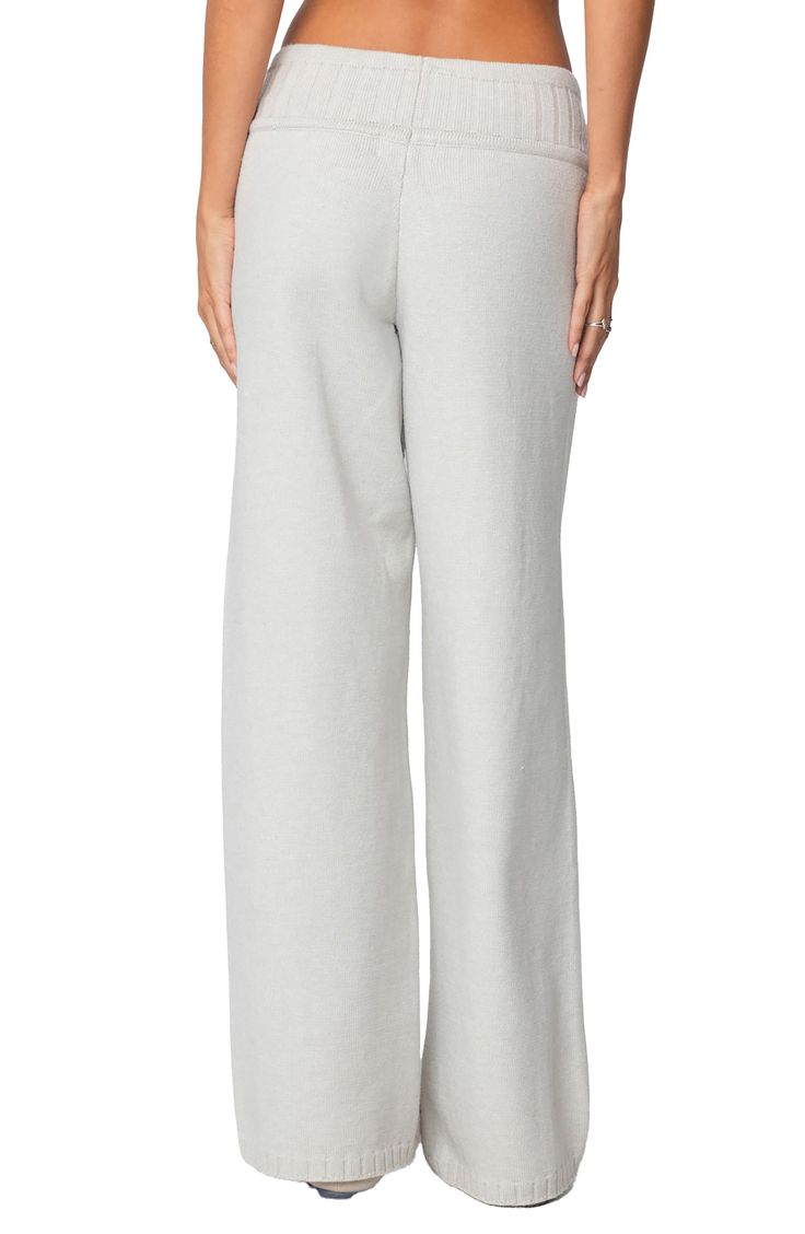 Love to lounge in these supersoft knit pants crafted with a comfy waist tie and relaxed straight legs. Elastic/drawstring waist 40% rayon, 40% polyester, 20% nylon Hand wash, dry flat Imported Gray Lounging Bottoms For Fall, Cozy Gray Bottoms For Lounging, Gray Straight Leg Comfortable Bottoms, Linen Sweatpants With Elastic Waistband For Loungewear, Comfortable Gray Straight Leg Bottoms, Comfortable Straight Leg Gray Bottoms, Comfortable Gray Bottoms For Lounging, Comfortable Gray Lounging Bottoms, Gray Wide Leg Pants For Fall Loungewear