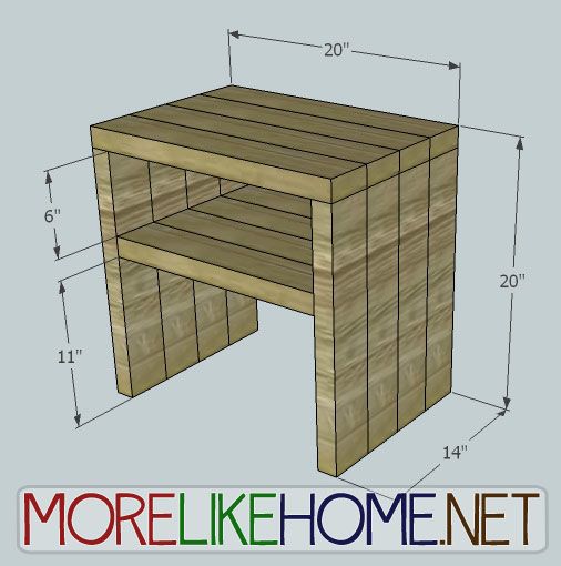 a wooden desk with measurements for the top