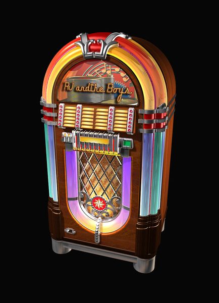 an old - fashioned jukebox radio is shown in this 3d image, it appears to be from the 1950's