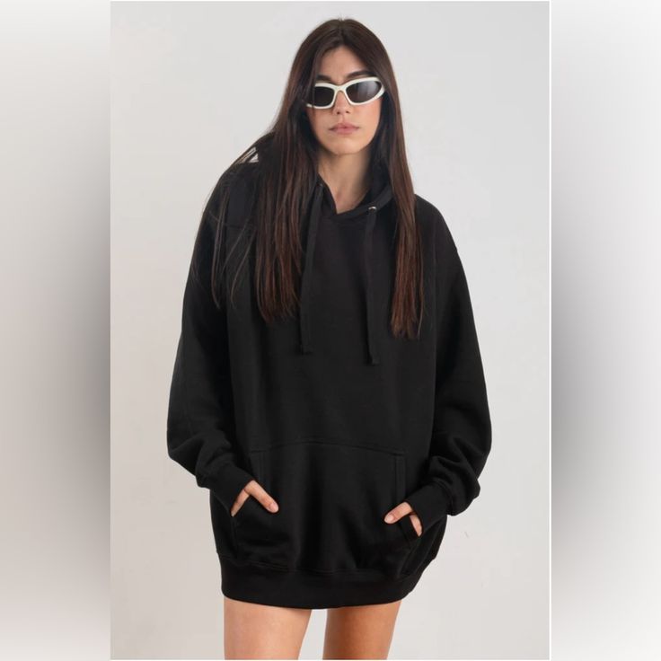 Black Oversized Hoodie Black Relaxed Fit Hoodie With Drawstring Hood, Oversized Black Hoodie With Adjustable Hood, Oversized Black Trendy Hoodie, Trendy Black Oversized Hoodie, Black Oversized Hooded Sweatshirt, Casual Black Hoodie With Double-lined Hood, Oversized Black Hoodie With Ribbed Cuffs, Black Casual Sweatshirt With Adjustable Hood, Casual Black Sweatshirt With Adjustable Hood