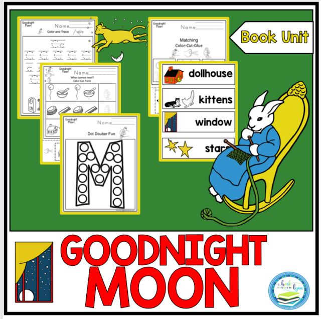 the goodnight moon book unit is shown with pictures and words on it, including an image of