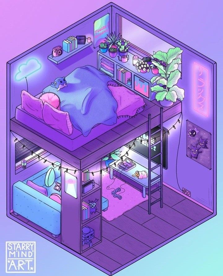 an illustration of a bedroom with bunk beds