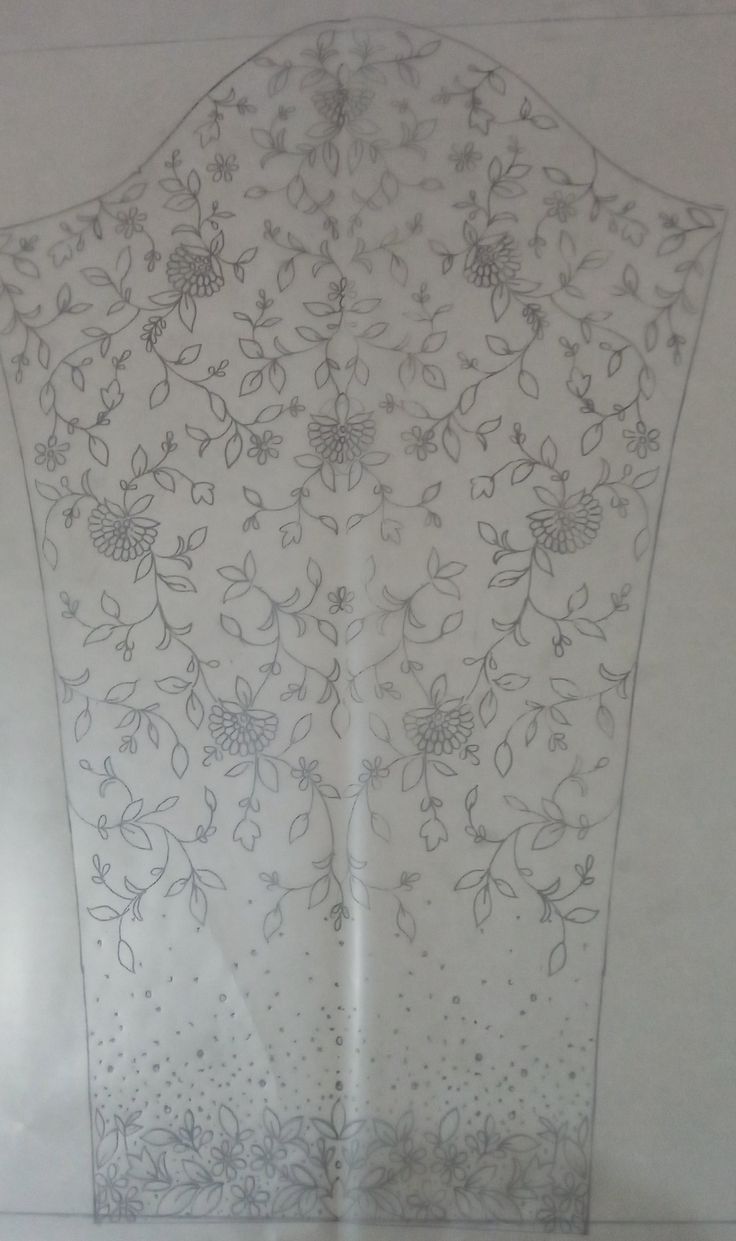 the back side of a piece of paper with flowers and leaves drawn on it,