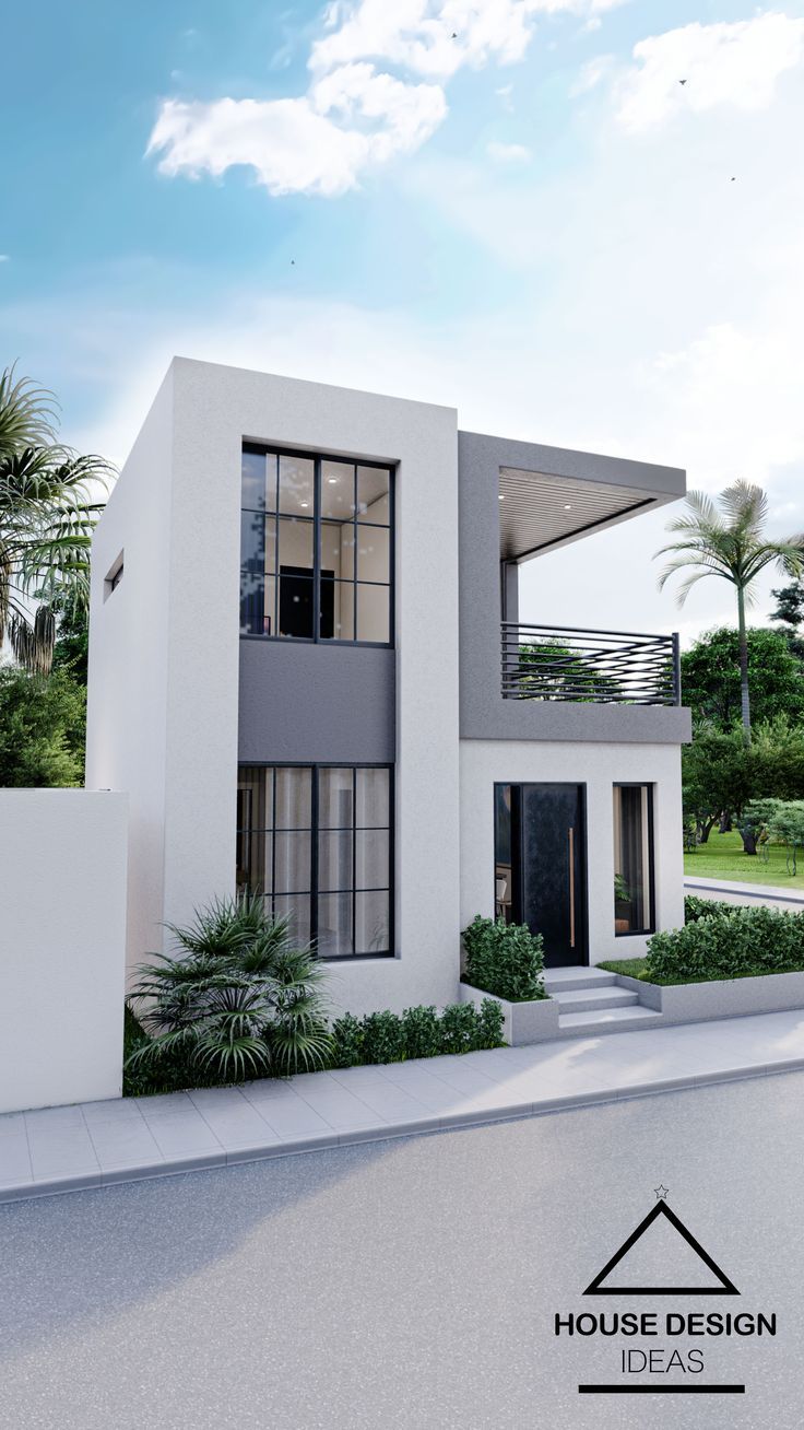 this is an artist's rendering of a modern house in the middle of palm trees