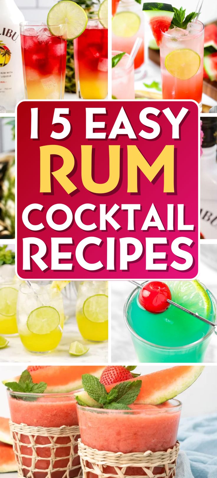 Malibu Rum Drink Recipes – Try these insanely good Malibu Rum Cocktails for your tropical hour! Fun and flavorful adult beverages using the one and only – Malibu Coconut Rum! Rum cocktail recipes, summer cocktails, easy rum cocktails, coconut rum cocktails, cocktails with rum, Malibu Rum drinks. Summer Cocktail Recipes Rum, Keto Rum Drinks, Easy Mixed Drinks Alcohol Parties, Sweet Mixed Drinks Alcohol Recipes, Cocktails With White Rum, Rum Runner Recipe Easy, Rum Cocktail Recipes Easy, Mixed Drinks Alcoholic Summer, Rum Recipes Drinks