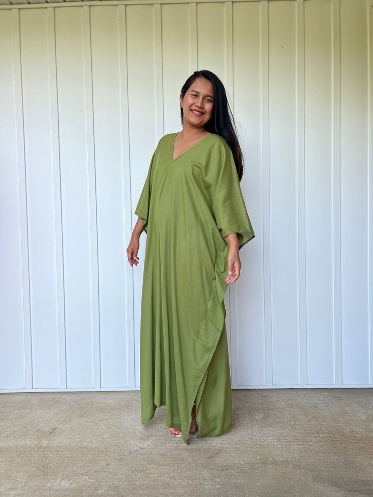 Unwind in absolute comfort with our semi sheer cotton gauze kaftan. This kaftan is perfect for the beach, pool, resort and laid-back time at home. Crafted from quality soft and breathable gauze cotton, it offers an airy fit that's ideal for lounging and cover up. Its relaxed design and easy slip-on style make it your go-to choice for outdoor cover up and relaxed nights at home. Hang Loose, Outdoor Cover, Kaftan Dress, Tie Dyed, Ankle Length, Olive Green, Floor Length, Body Shapes, Knee Length