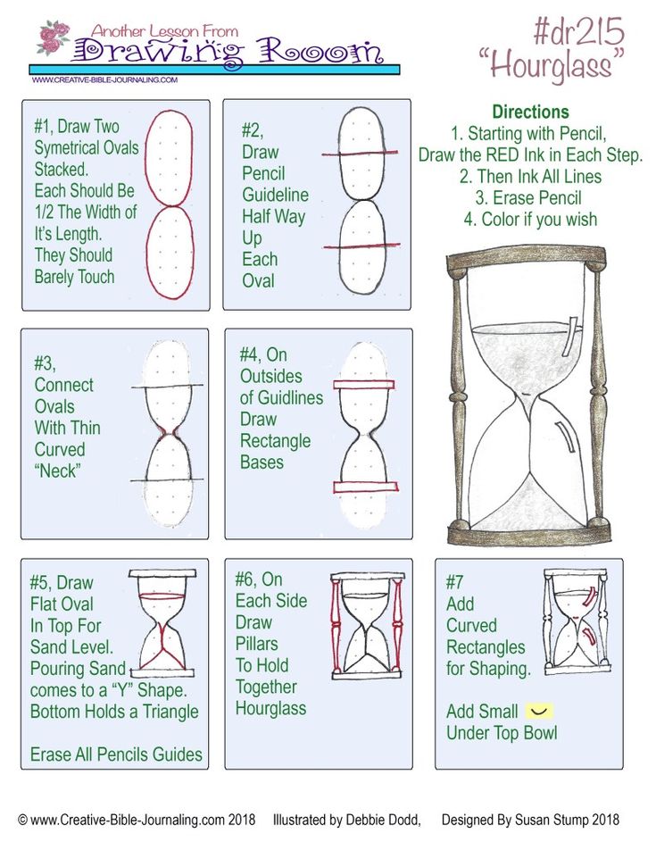 the instructions for how to draw an hourglass