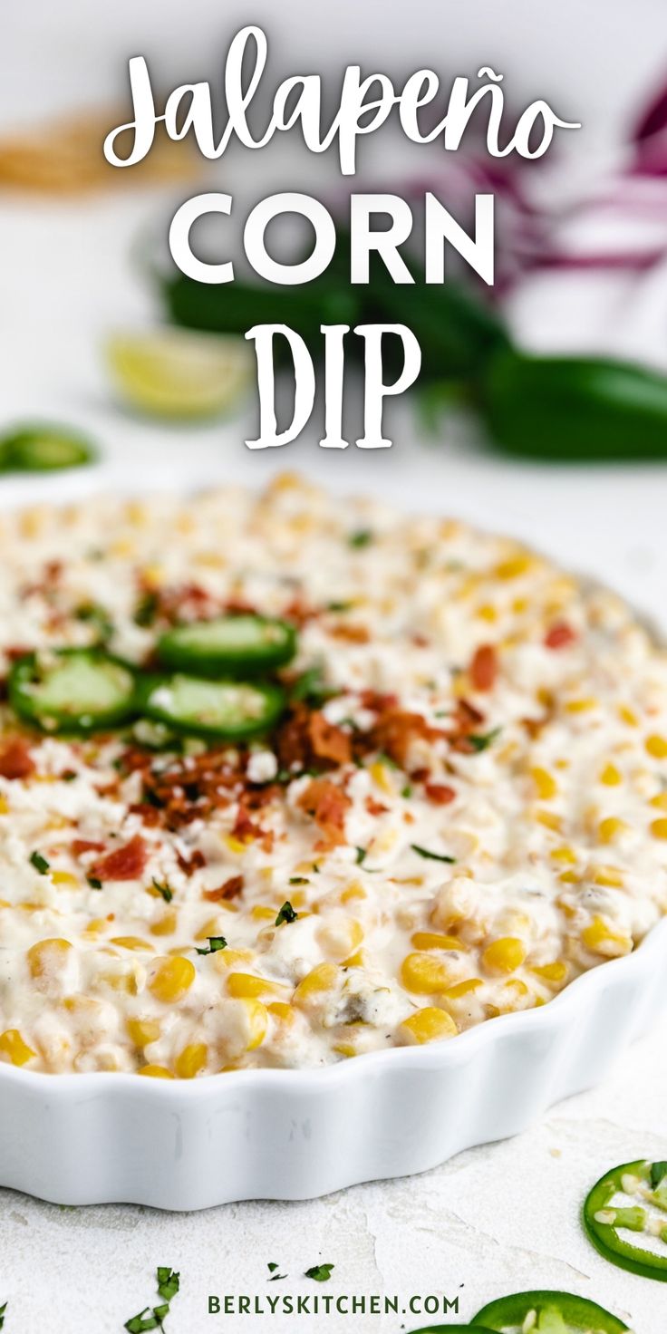 Dish filled with jalapeño corn dip. Corn Jalepeno Dip, Spicy Corn Dip, Jalapeno Corn Dip, Cheesy Corn Dip, Jalapeño Corn, Hot Corn Dip, Cream Cheese Corn, Corn Dip Recipes, Spicy Dip