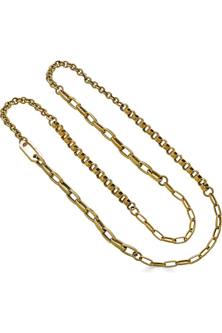 Loni Paul Gold Mixed Chain Necklace 816 | Gold Gold-tone Double Chain Link Necklace, Modern Oval Link Chain Necklace For Layering, Modern Link Chain Necklace For Layering, Modern Yellow Gold Double Chain Necklace, Luxury Double Chain Metal Necklace, Modern Necklaces With Double Chain And Oval Link, Modern Necklace With Double Chain And Oval Link, Double Chain Link Necklace For Layering, Modern Double Chain Necklace With Oval Links