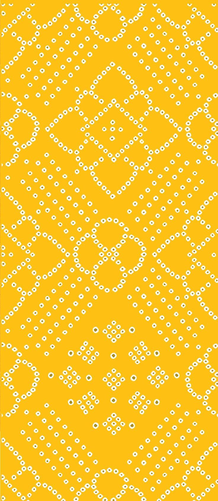 a yellow background with white circles and dots in the shape of an abstract design on it