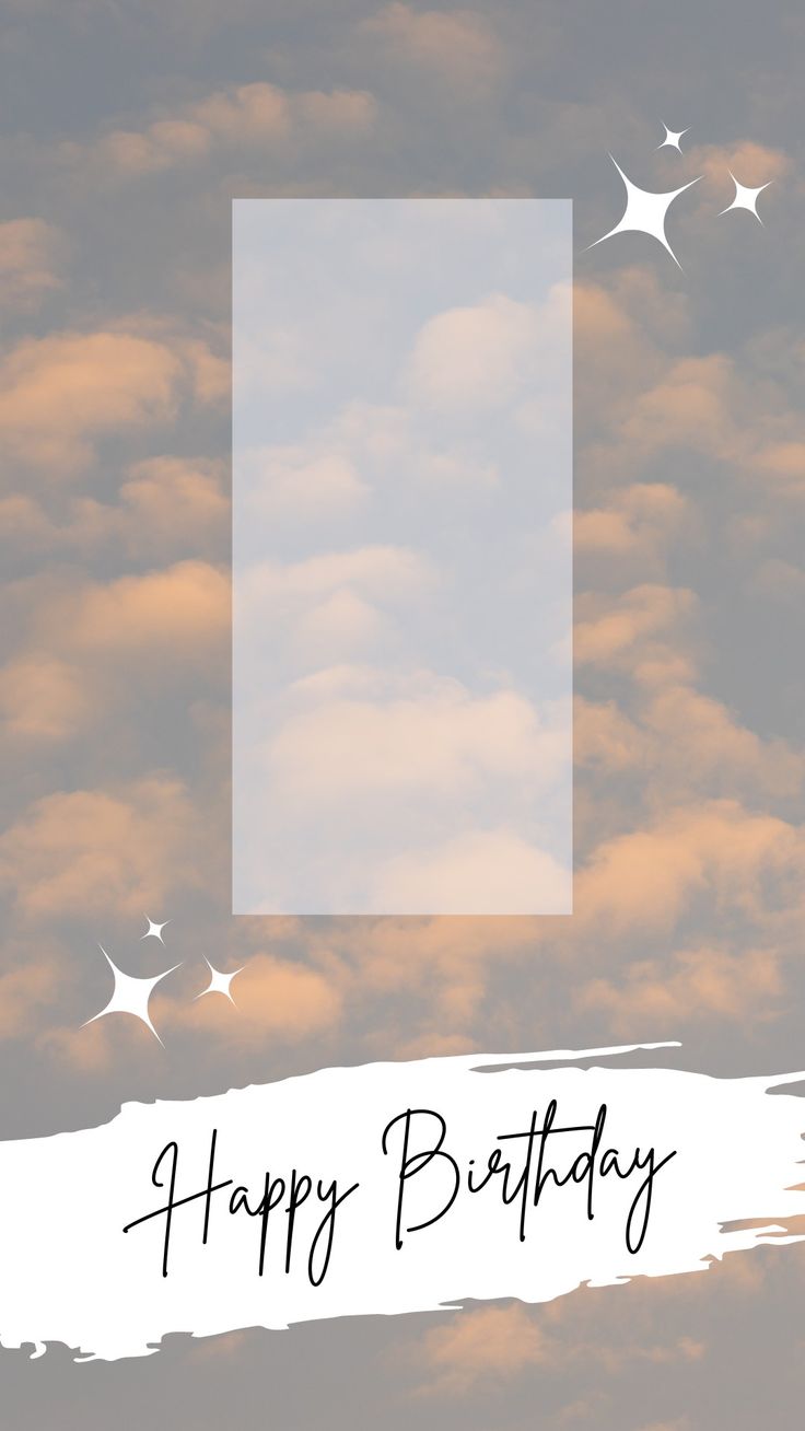 an image of a birthday card with clouds in the background and stars on the bottom