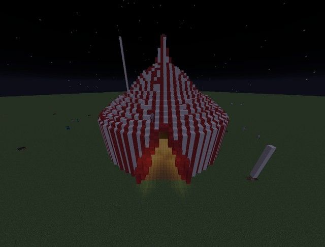 an image of a red and white object in the dark