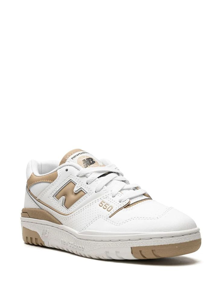 New Balance 550 "White Beige" Sneakers - Farfetch New Balance 550 White, Beige Highlights, Shopping Online Logo, Sneaker New Balance, New Balance White, Beige Sneakers, Balance Sneakers, New Balance Sneakers, Running Shoes Sneakers