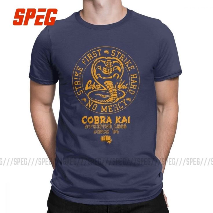 Marca: aliexpress es Camiseta de hombre Cobra Kai, Camiseta de algodÃ³n Vintage, camiseta de manga corta para Karate y Vintage Manga, Tops Plus Size, Karate Kid, Cheap T Shirts, Shirt Short Sleeve, Crew Neck Top, Fashion 2020, Vintage Cotton, Karate