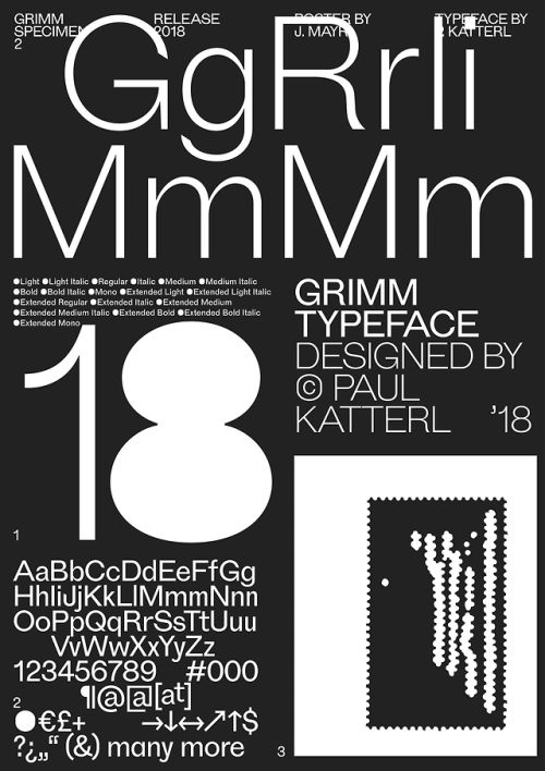 a poster with different types of letters and numbers on it's sides, all in black and white