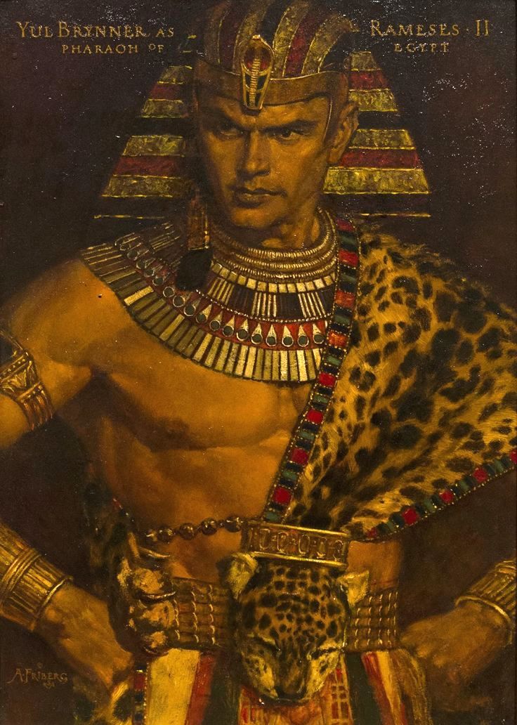 a painting of an egyptian man with leopard skin and headdress, holding a cheetah