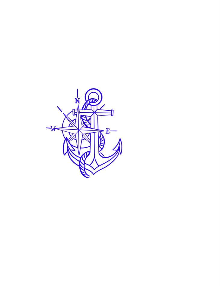 an anchor is drawn in blue ink on a white background