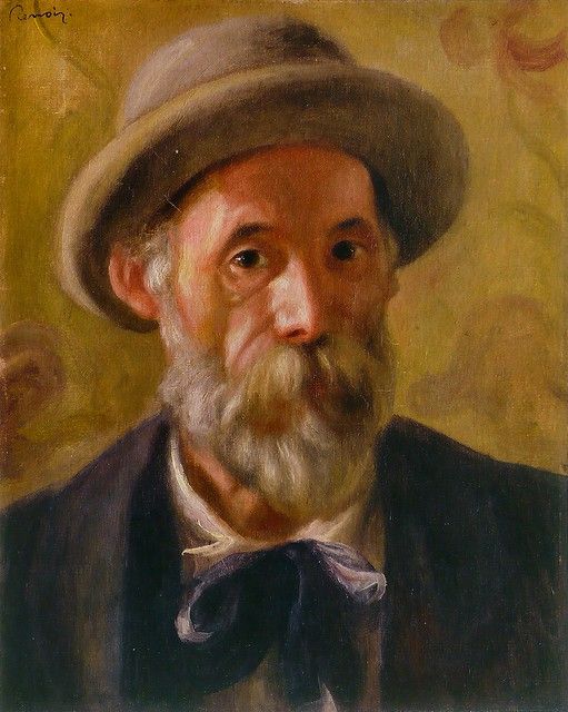 an oil painting of a man with a beard wearing a hat