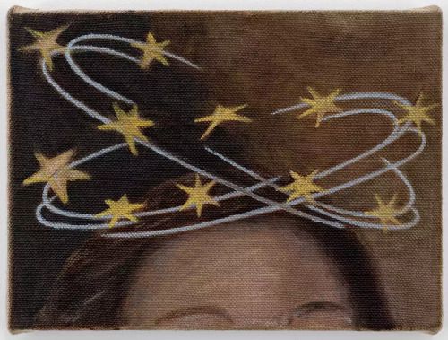 a painting of a woman with stars on her head