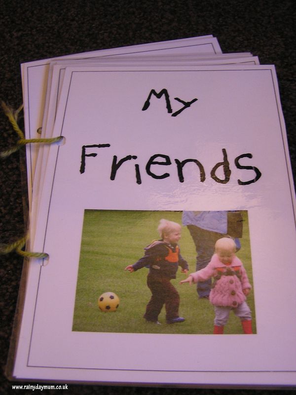 a book with a picture of two young children and the words my friends written on it