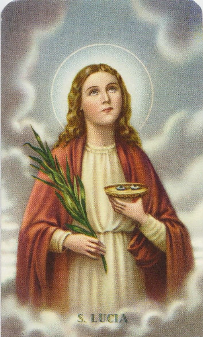 the immaculate mary holding a bowl of food