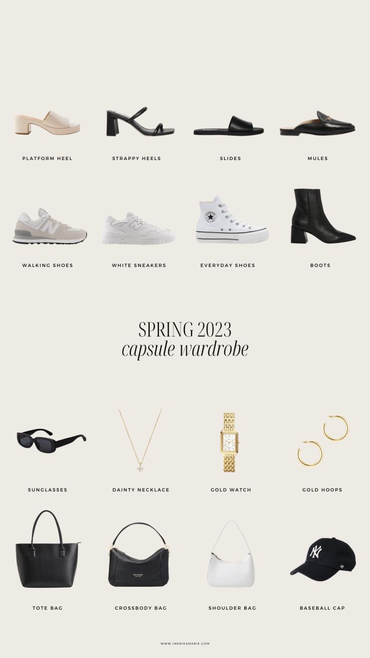 Spring 2023 Capsule Wardrobe + Outfit Ideas | Erika Marie Spring 2023 Capsule Wardrobe, Spring 2023 Capsule, Capsule Wardrobe Outfit Ideas, Capsule Wardrobe 2023, Hm Outfits, White Tee Jeans, Minimalist Wardrobe Capsule, Capsule Wardrobe Outfits, Fashion Capsule Wardrobe