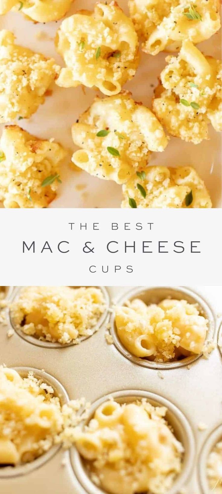 the best mac and cheese cups are made in muffin tins with parmesan cheese on top