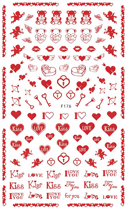 Valentines - Nail Sticker Thumbnail Nails Hearts, Nail Stickers Designs, Diy Nails Stickers, Valentines Nail, Hearts Design, Fancy Cookies, Indie Nail Polish, Bullet Journal Writing, Nail Sticker