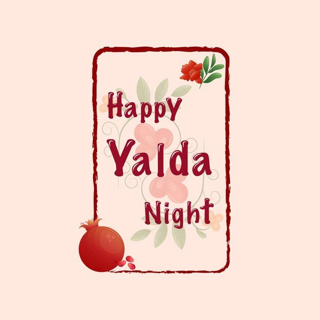 happy vada night with pomegranates and flowers on pink background illustration