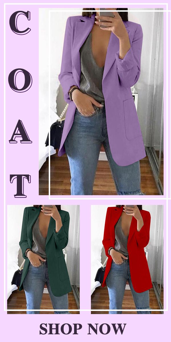 #KnowFashionStyle #LongSleeves #SuitJacket Cheap Purple Fitted Outerwear, Fall Party Blazer With Pockets, Tailored Solid Color Spring Outerwear, Casual Notch Lapel Blazer In Solid Color, Casual Blazer With Notch Lapel In Solid Color, Trendy Fall Blazer With Pockets, Casual Spring Outerwear With Suit Collar, Casual Outerwear With Suit Collar For Spring, Chic Blazer With Suit Collar In Solid Color