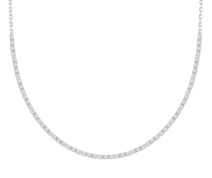 Introducing our stunning Half-Way Diamond Tennis Necklace crafted in 14K Gold, available in both yellow and white gold options. This exquisite necklace features a total diamond weight of 0.54 carats, adding a brilliant sparkle to your neckline. Whether you choose the classic yellow gold or the elegant white gold variation, this necklace is a timeless and sophisticated piece that will complement any outfit. Elevate your look with the luxury and elegance of this Half-Way Diamond Tennis Necklace, p Classic White Diamond Necklace With Pave Setting, White Gold Tennis Necklace With Pave Setting As Gift, White Diamond Chain Necklace With Diamond Accents, White Diamond Chain Necklace With Accents, White Platinum Necklace With Pave Setting, Classic White Necklace With Pave Setting, Formal White Chain Necklace With Diamond Accents, Elegant Diamond White Tennis Necklace With Pave Setting, White Diamond Cut Classic Chain Necklace