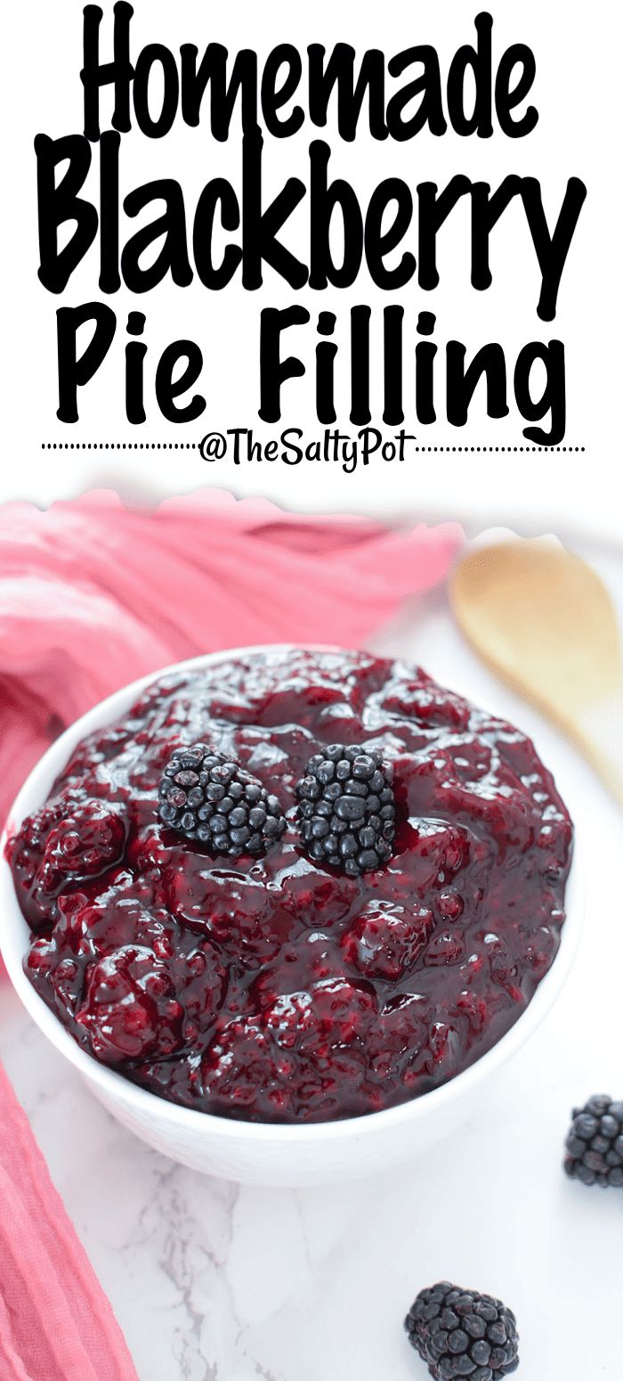 homemade blackberry pie filling in a white bowl