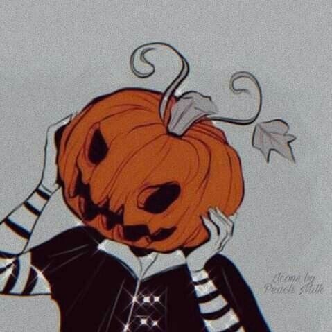 a drawing of a person with a pumpkin on their head