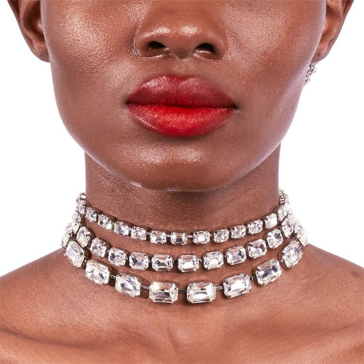 Material: Rhinestone Brand Name: LuxstyWear Party Mode, Collar Choker, Stil Elegant, Multi Layer Necklace, Summer Necklace, Choker Collar, Jewelry Choker, Bar Earrings, Rhinestone Necklace