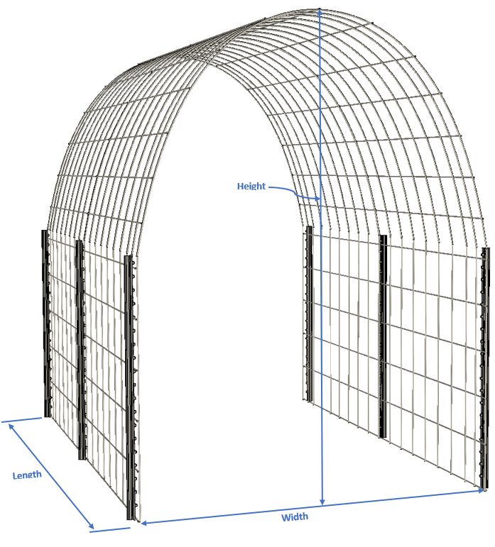 an arch is shown with measurements for the top and bottom sections, including two sides