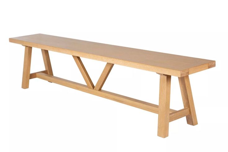 a wooden bench sitting on top of a white background