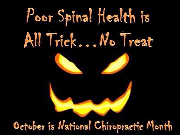 Happy Halloween!  Thx Theresa Hartely DC Chiropractic Quotes For Fall, Chiropractor Humor Halloween, Autumn Chiropractic Quotes, October Chiropractic Boards, Chiropractor Humor, Chiropractic Fun Facts, Physical Therapy Humor, Chiropractic Humor, Chiropractic Art