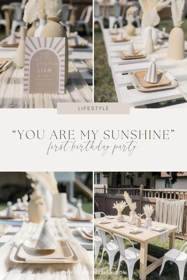 a table set up with plates, napkins and vases in the shape of sunflowers