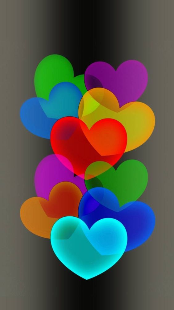 colorful heart shapes floating in the air