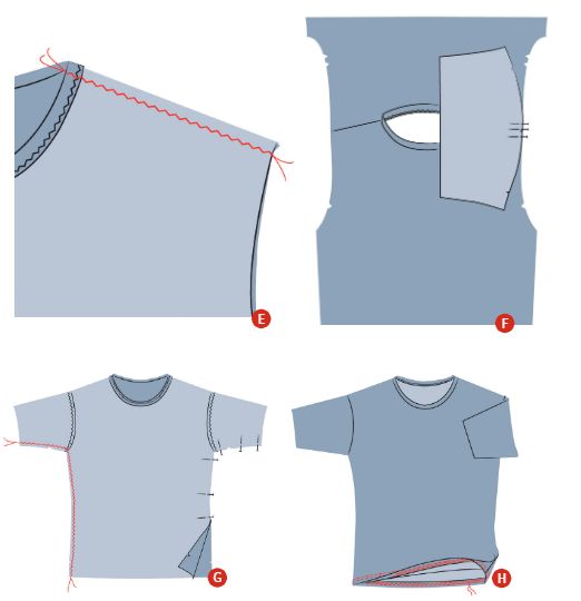 the instructions for how to sew a t - shirt with no sewing holes on it