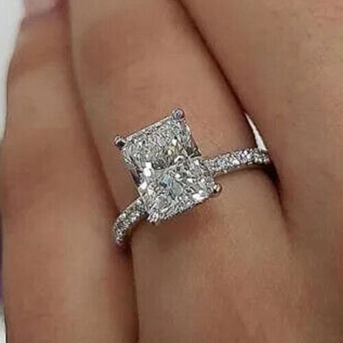 ad eBay - Find many great new & used options and get the best deals for 3.50 Ctw Radiant Cut Moissanite Solitaire Engagement Ring 14K White Gold Plated at the best online prices at eBay! Free shipping for many products! Rubber Wedding Band, Expensive Wedding Rings, Silicone Wedding Rings, Cool Wedding Rings, Future Engagement Rings, Trending Engagement Rings, Ring Trends, Dream Engagement Rings, Ring Collection