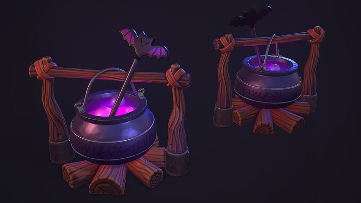 a purple light in a pot on top of a wooden stand next to a black bird