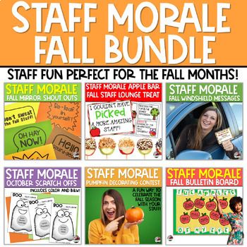 a poster with the words staff morale fall bundle